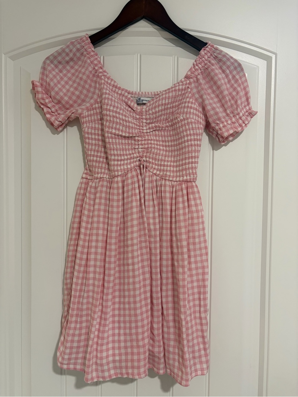 Hollister Pink Gingham Smocked Bodice Romper